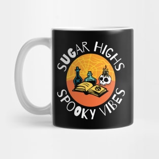 Sugar Highs Spooky Vibes Spell Book, potions, skull Halloween Mug